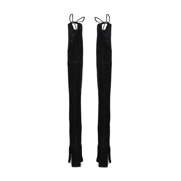 STUART WEITZMAN Black Suede OTK Over The Knee Kirstie Boots 90 Leather 4.5 34.5 - Picture 3 of 6